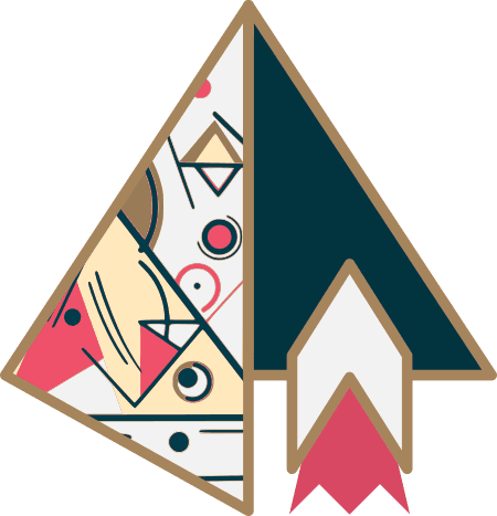 A pyramid logo representing creativity